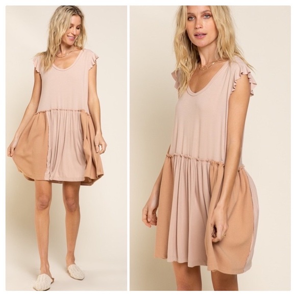 POL Caramel Cream Easy Wear Swing Dress - Picture 3 of 11